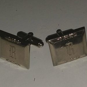 1940s R. MONOGRAM HICKOCK CUFF LINKS GOLD TONE vintage